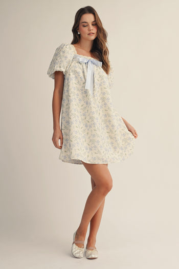 LovLov Blue Ribbon Meadow Bloom Dress in Floral