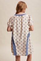 Listicle Polka Dot Ruffle Mini Dress in Dusty Blue