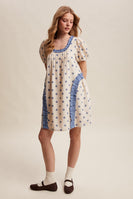 Listicle Polka Dot Ruffle Mini Dress in Dusty Blue
