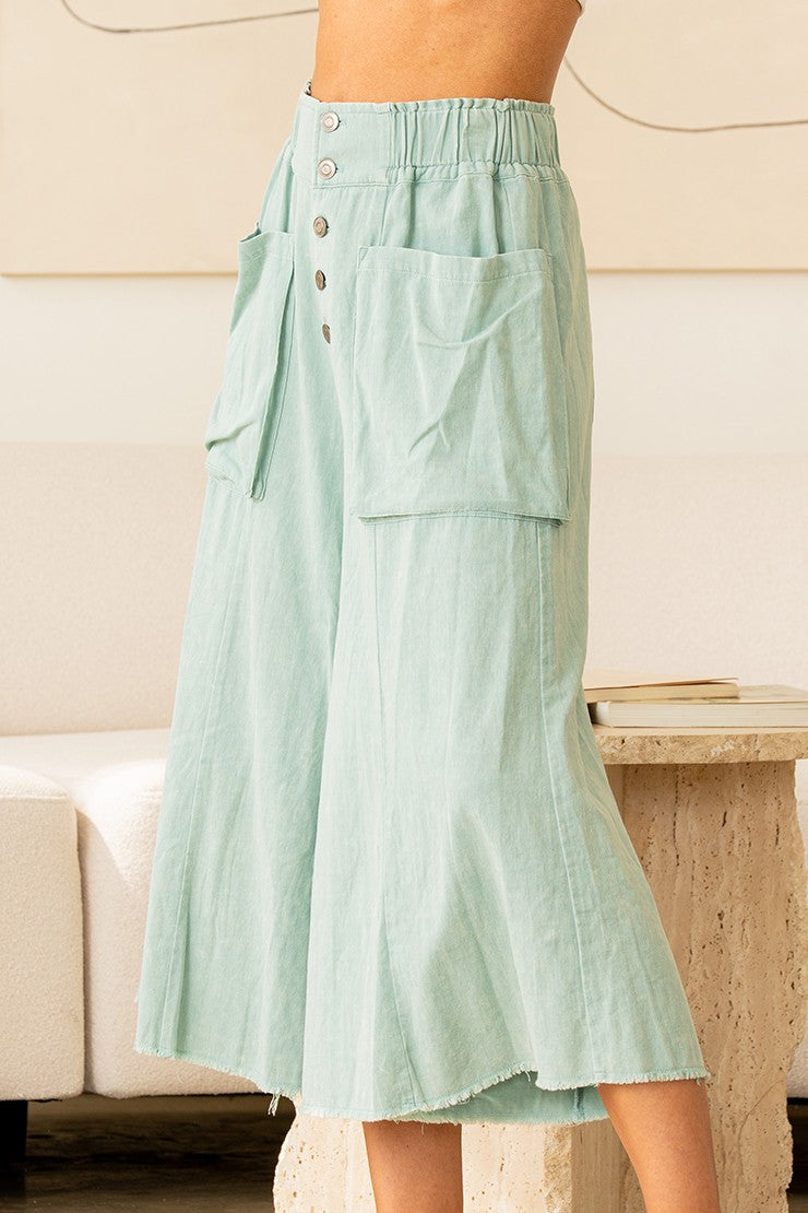 Sew in Love High Rise Cropped Wide Leg Pants in Sage – June Adel