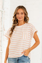 Load image into Gallery viewer, Sew in Love Striped Casual Top in Ivory/Peach
