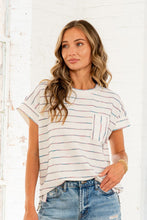 Load image into Gallery viewer, Sew in Love Striped Casual Top in Ivory/Teal
