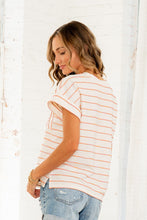 Load image into Gallery viewer, Sew in Love Striped Casual Top in Ivory/Peach
