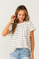 Sew in Love Striped Casual Top in Ivory/Black ON ORDER