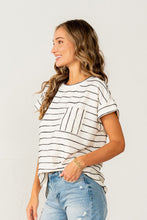 Load image into Gallery viewer, Sew in Love Striped Casual Top in Ivory/Black ON ORDER
