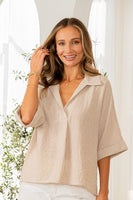 Sew in Love Boxy Striped Top in Taupe/White