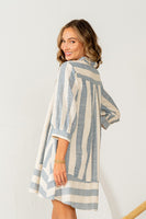 Sew in Love Vertical Striped Dress in Oatmeal/Denim