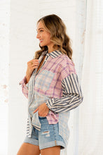 Load image into Gallery viewer, Sew in Love Button Down Plaid and Stripes Top in Blue/Pink
