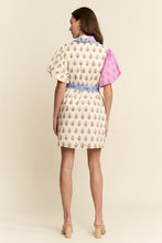 Load image into Gallery viewer, J.nna Colorblock Floral Print Mini Dress in Pink Multi
