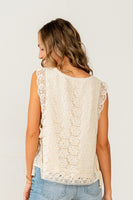 Sew in Love Floral Lace and Crochet Top in Cream