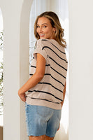 Sew in Love Vertical Striped Knit Top in Oatmeal/Black