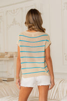 Sew in Love Vertical Striped Knit Top in Natural/Aqua