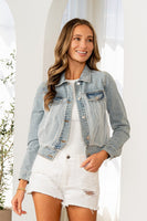 Sew in Love Denim Jacket with Pearl Mesh Detail