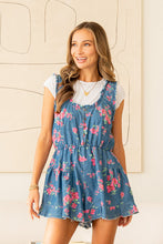 Load image into Gallery viewer, Sew in Love Floral Denim Romper in Denim/Mauve
