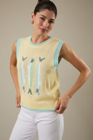 Sunday Edition Knit Fish Sweater Vest in Butter