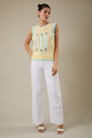 Sunday Edition Knit Fish Sweater Vest in Butter