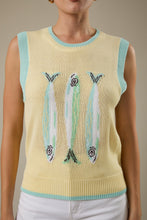 Load image into Gallery viewer, Sunday Edition Knit Fish Sweater Vest in Butter
