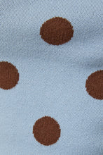 Load image into Gallery viewer, Le Lis Knit Polka Dot Sweater with Asymmetrical Neckline in Light Blue-Brown Dot
