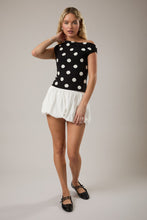 Load image into Gallery viewer, Le Lis Knit Polka Dot Sweater with Asymmetrical Neckline in Black-White Dot
