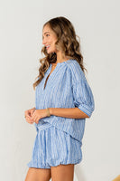 Sew in Love Striped Top and Short Set in Denim/White