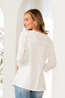 Sew in Love Slub Knit Top with Floral Embroidery in Off White