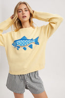 Wishlist Knit FISH Sweater in Lemon
