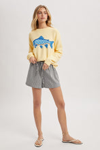 Load image into Gallery viewer, Wishlist Knit FISH Sweater in Lemon
