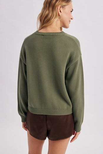 Wishlist Knit FISH Sweater in Olive