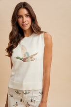 Load image into Gallery viewer, AnnieWear Mallard Duck Printed Sweater Vest in Ivory
