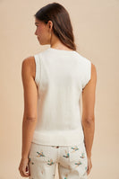 AnnieWear Mallard Duck Printed Sweater Vest in Ivory