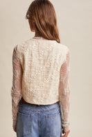 Lisitcle Embroidered Lace Tie Front Vest in Ecru