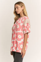 Heimish Urban Floral Ribbed Knit Top in Ivory/Coral
