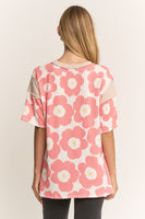 Heimish Urban Floral Ribbed Knit Top in Ivory/Coral