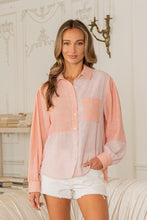 Load image into Gallery viewer, Sew in Love Relaxed Fit Mixed Pattern Button Down Shirt in Terracota/Ivory
