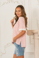 Sew in Love Textured Striped Top in Blush/White