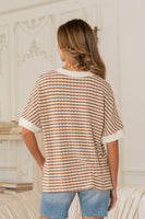 Sew in Love Textured Striped Top in Mocha/White