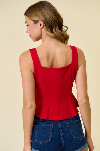 Doe & Rae FITTED Button Front Peplum Top