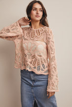 Load image into Gallery viewer, Forte Crochet Floral Pattern Sweater in Blush
