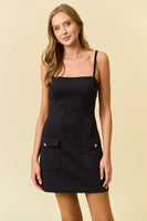 Doe & Rae Solid Color Bodycon Mini Dress in Black