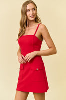 Doe & Rae Solid Color Bodycon Mini Dress in Red