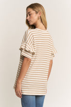Load image into Gallery viewer, Heimish Textured Knit Striped Top in Cream/Mocha
