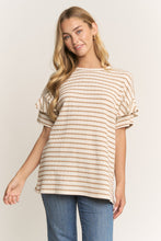 Load image into Gallery viewer, Heimish Textured Knit Striped Top in Cream/Mocha
