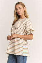 Load image into Gallery viewer, Heimish Textured Knit Striped Top in Cream/Mocha

