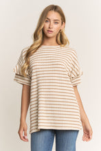 Load image into Gallery viewer, Heimish Textured Knit Striped Top in Cream/Mocha
