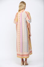 Load image into Gallery viewer, FATE Mixed Patchwork Print Kaftan Style Dress in Beige Multi
