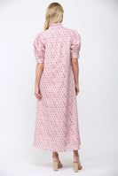 FATE Floral Print Front Button Down Maxi Dress in Pink Multi