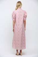 FATE Floral Print Front Button Down Maxi Dress in Pink Multi