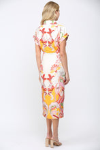 Load image into Gallery viewer, FATE Botanical Scarf Print Midi Dress in Cream Multi

