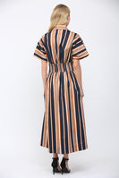 FATE Contrasting Vertical Stripe Maxi Dress in Navy Multi