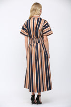 Load image into Gallery viewer, FATE Contrasting Vertical Stripe Maxi Dress in Navy Multi
